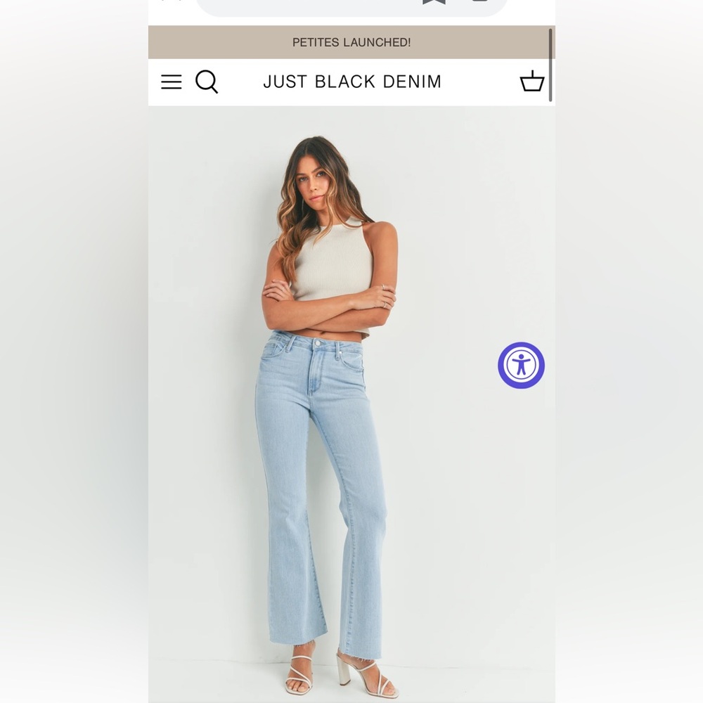 Just Black Blue Flare Wide Leg Jeans